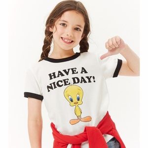 Forever 21 white ringer Tweety tee
